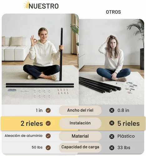 Vista 7 de FELIDESIGN Riel de cortina, riel de cortina de techo para divisor de habitaciones, juego de rieles de montaje en techo con ganchos de rodillo