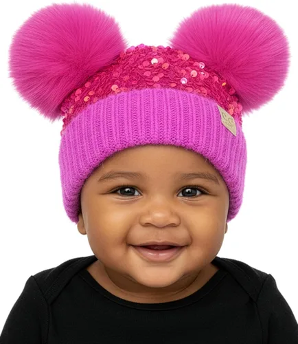 Vista 59 de Funky Junque Gorro de invierno con doble pompón para bebé de 0 a 12 meses, bonito gorro de punto acogedor para clima frío Patrón de tejido