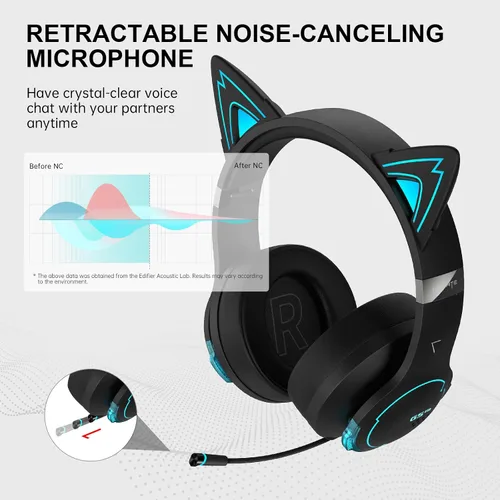 Vista 5 de Edifier G5BT CAT Auriculares inalámbricos con Bluetooth y cable para juegos con micrófono (negro)