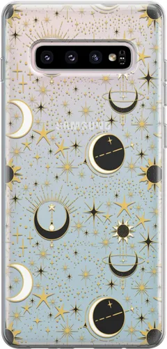 Vista 3 de Funda de teléfono compatible con Samsung Galaxy S25 S24 S23 Ultra S22 Plus S21 FE S20 Note 20 Stars Celestial Magic TPU Crescent Moon Protector