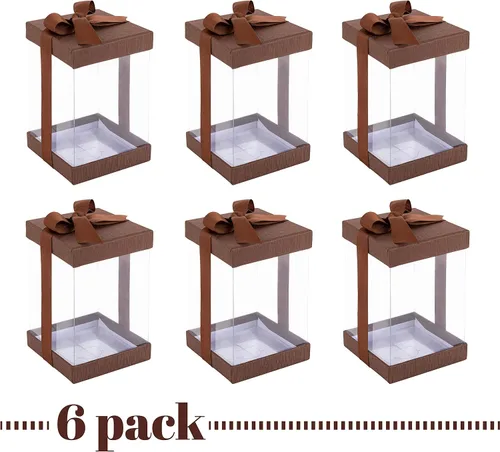 Vista 7 de Hammont Caja de regalo – Paquete de 6 cajas transparentes para regalos, pasteles, galletas y recuerdos de fiesta – Con base, tapa y cinta – Solución