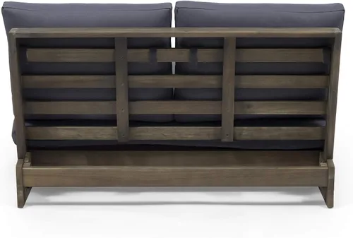 Vista 7 de GDFStudio Noble House Sherwood - Sofá biplaza de madera de acacia para exteriores en gris y gris oscuro