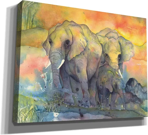 Vista 2 de Epic Graffiti 'Elephants Crop' por Chris Paschke, lienzo para pared, 16 x 12 pulgadas