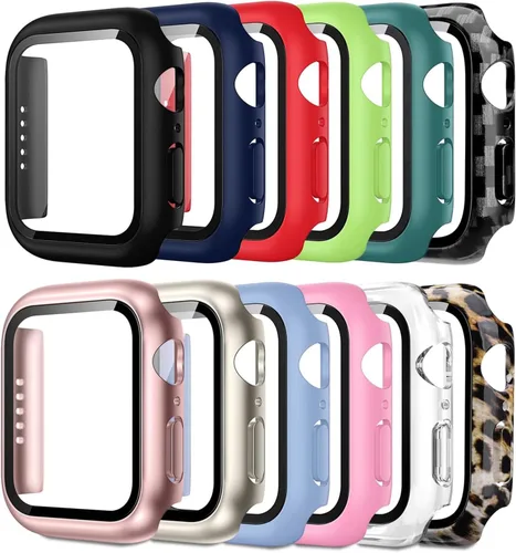 Vista 8 de Pocoukate 12 Pack Funda para Apple Watch Series 10, Series 11 de 42mm, con Protector de Pantalla de Vidrio Templado, Cubierta Protectora Completa