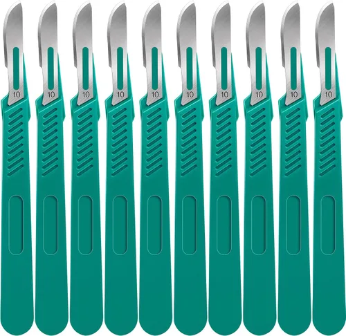 Vista 12 de 20 PCS Cuchillas de Bisturí con Bisturíes #10 Cuchillas Quirúrgicas, Cuchillas Desechables con Cubierta Protectora, Cuchilla de Mango de 20 piezas