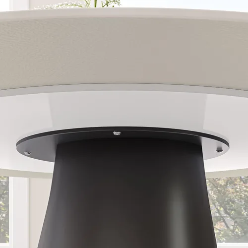 Vista 7 de POVISON Juego de mesa de comedor para 4, mesa redonda de comedor con 4 sillas, mesa superior de piedra sinterizada blanca con base de acero al