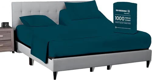 Vista 9 de SGI bedding Sábana Queen de 28" con Parte Superior Dividida Flex Head, 100% Algodón Egipcio, Cuenta de Hilos 1000, Sábana Superior Flex para Cama