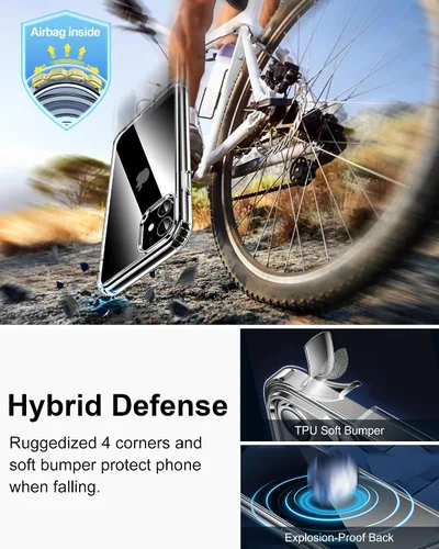 Vista 5 de HOOMIL Funda para iPhone 11 con 2 protectores de pantalla de vidrio templado, no amarillea, protección contra caídas, arañazos, transparente, parte