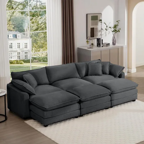 Vista 42 de Aoowow Sofá de dos plazas de pana, modernos sofás de nube de 2 plazas para sala de estar, sofás modulares de nube seccionales con asiento profundo