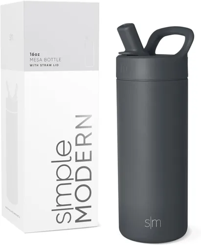 Vista 34 de Simple Modern Botella de agua con tapa de pajilla Termo de acero inoxidable aislado Botellas de agua reutilizables para viajes para gimnasio