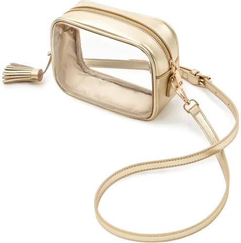 Vista 22 de Yarnic Bolsa Transparente Aprobada para Estadios, Bolso Cruzado Transparente de PVC Bolsa Cruzada Pequeña Transparente con Correa de Hombro Ajustable