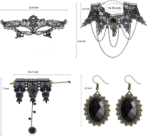 Vista 4 de 9 piezas de Halloween de dientes de vampiro colmillos góticos gargantillas pulseras accesorios de cosplay para mujer, Resina
