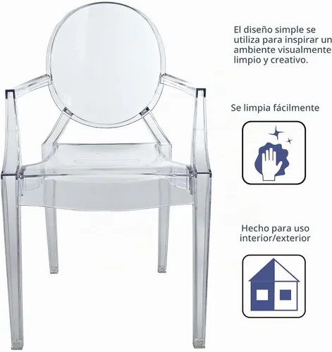 Vista 6 de Silla de Comedor transparente de Casper, Policarbonato, Transparente