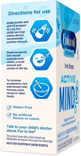Vista 10 de Enfamil Fer-in-Sol - Suplemento de hierro en gotas para bebés, botella con dosificador de 1.7 fl oz (paquete de 2)