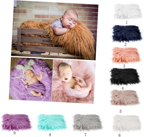 Vista 3 de Toyvian Tapete de fotografía suave de piel sintética para fotografía de recién nacidos, manta suave de fotos verde claro para accesorios de fotos
