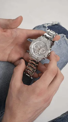 Vista 8 de GUESS Men's Dress Octagonal Crystal Multifunction 44mm Watch