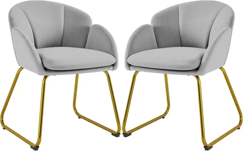 Vista 12 de Yaheetech Silla de terciopelo para sala de estar, sillón en forma de flor con patas doradas, silla lateral tapizada para tocador, sala de estar