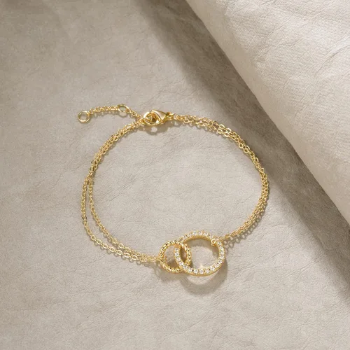 Vista 5 de MEVECCO Pulsera de cadena de oro para mujer, chapada en oro de 18 quilates, pulsera ajustable en capas, delicada pulsera minimalista hecha a mano