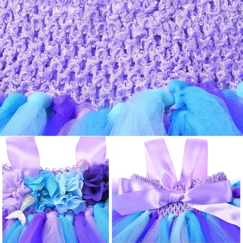 Vista 5 de PinkBeautiM Toddler Girls Party Tutu Dress with Headband Unicorn Mermaid Tulle Costume for Infant Girl 6-24 Months