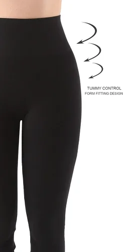 Vista 5 de AEKO Leggings gruesos de yoga para mujer, mezcla de algodón suave, cintura alta, con compresión de control de abdomen