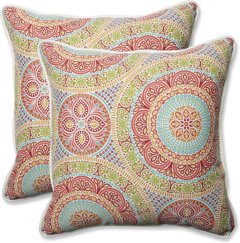 Vista 5 de Pillow Perfect Almohada decorativa floral para interiores y exteriores, relleno de felpa, resistente a la intemperie y a la decoloración, lumbar