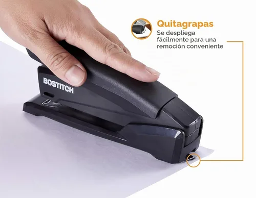 Vista 3 de Bostitch Office Executive - Engrapadora 3 en 1, incluye 210 grapas y removedor de grapas integrado, grapado con un dedo, sin esfuerzo, capacidad