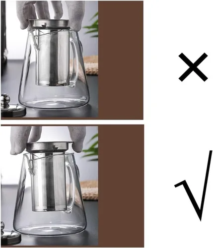 Vista 8 de Tetera de vidrio con infusor Tetera de 32 oz/43 oz Hervidor de té seguro para estufa Juego de tetera para té floreciente y de hojas sueltas