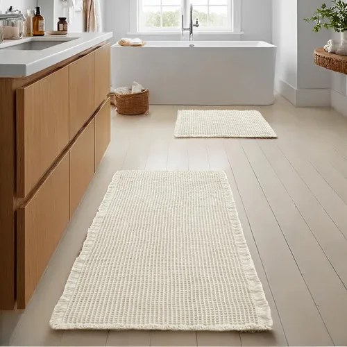 Vista 30 de JIUZHEN Tapete de Baño Mejorado con Diseño de Gofre Súper Absorbente Tapetes de Baño Antideslizantes Alfombras de Baño Lavables a Máquina de Secado