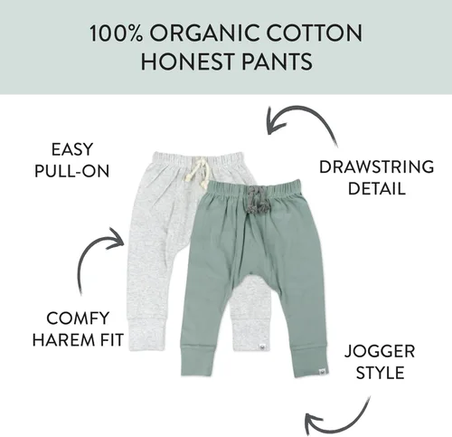 Vista 2 de HonestBaby Pantalones deportivos unisex para bebé multipaquete Honest Pants tipo jogger, 100% algodón orgánico para bebés, infantes y niños