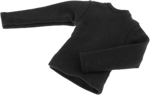 Vista 2 de Colaxi Camiseta de manga larga con figura de hombre a escala 1/12, ropa de muñeca en miniatura para figura de 6 pulgadas, color negro