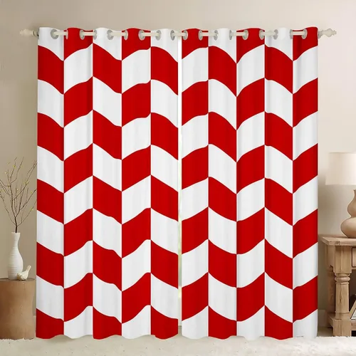 Vista 30 de Feelyou Beige Brown and White Curtains for Bedroom Living Room Modern Geometric Blackout Shades Abstract Checkered Room Darkening Curtain Rhombus