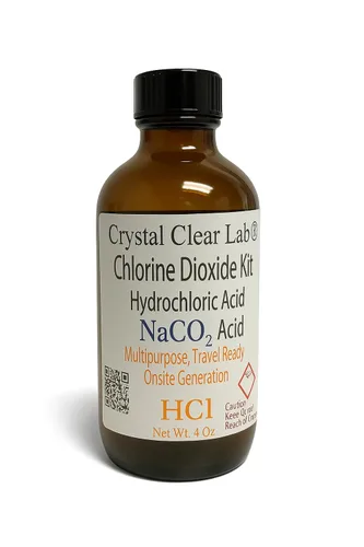Vista 4 de Crystal Clear Lab Kit de dióxido de cloro Ácido clorhídrico 4-5% (HCl): solución de sodio (8 onzas) conjunto de líquidos