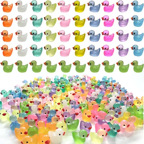 Vista 8 de Cidinge 100 piezas Mini patos luminosos y patos de resina para decoración de micro jardín y casa de muñecas