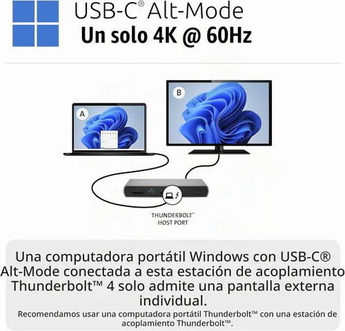 Vista 7 de Kensington SD5780T Thunderbolt 4 Estación de acoplamiento dual 4K con entrega de energía de hasta 100 W y lector de tarjetas SD, puertos HDMI