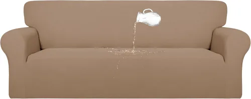 Vista 15 de PureFit Funda de sofá 100 % impermeable doble para sofás y sofás, funda elástica de forro polar antideslizante, lavable, protector de muebles a