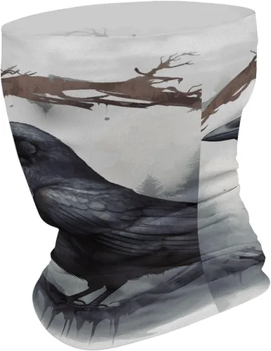 Vista 2 de Neck Gaiter Upf 50 Sun Protection Black Crow Face Mask Cover Moisture Wicking & Quick Dry Neckerchief Seamless Headwear Ski Gaiter Breathable Sports