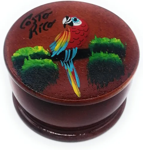 Vista 12 de Joyero de madera - Decoración pintada a mano - Juego de 1 joyero auténtico de la selva tropical costarricense - Artesanal - Estuche