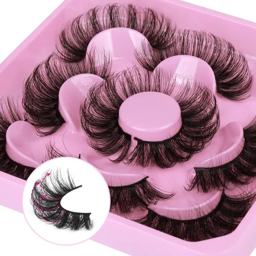Vista 21 de Pestañas postizas que parecen extensiones de 0.630 pulgadas, tiras de pestañas con banda transparente, pestañas de visón sintético, pestañas