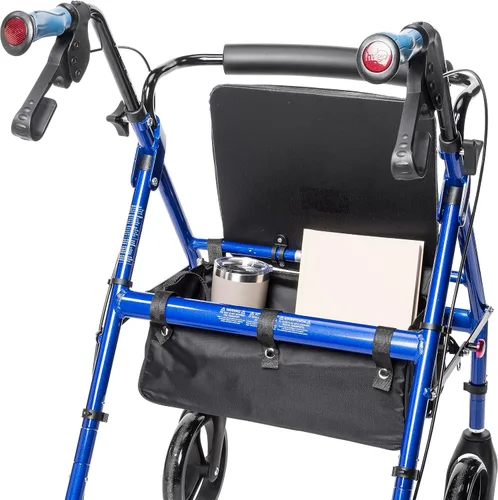 Vista 7 de Hugo Elite Andador con ruedas y asiento, 700-959E, Azul, 1, 1 El andador con ruedas cuenta con un cómodo asiento y cesta para almacenamiento