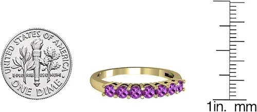 Vista 3 de Dazzlingrock Collection 2.5mm Round Gemstone Seven Stone Stackable Wedding Band for Women in 14K Solid Gold