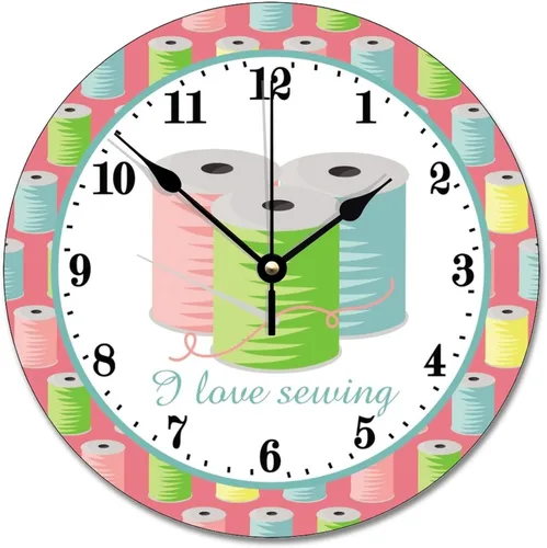 Vista 20 de ArogGeld Reloj de pared personalizado para sala de costura, botón de joya de color, 10 pulgadas, reloj de sala de manualidades, funciona