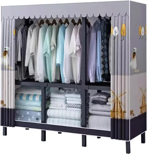 Vista 10 de Armarios grandes Armario portátil Armario con áreas para colgar Armario de metal de acero Armario de ropa Armario para colgar Dormitorio Armario