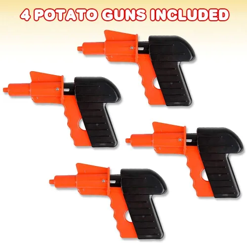Vista 2 de ArtCreativity Pistola de patatas para niños, juego de 4, juguetes de disparo geniales para niños y niñas, pistola espoleta segura para niños