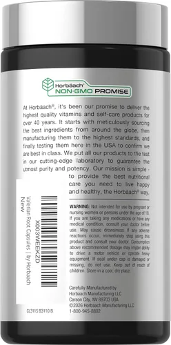 Vista 3 de Horbäach Cápsulas de raíz de valeriana 150 unidades Suplemento de extracto Sin OMG, sin gluten