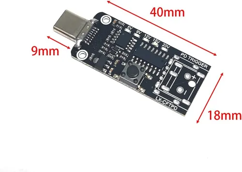 Vista 4 de 1 unids USB-C PD QC DC5V 9V 12V 15V 20V voltaje ajustable módulo de disparador de potencia 5A Tipo-C entrada macho