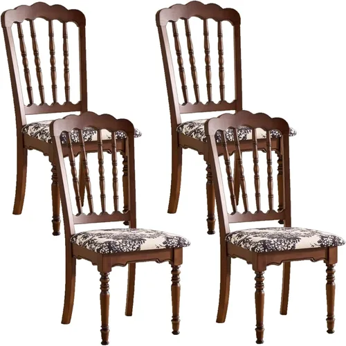 Vista 24 de Wooden Dining Chairs Set of 4 Upholstered Kitchen Chair with Slatted Backrest, Classic Armless Dining Chair for Restaurants/Kitchens(Fabric Cushion