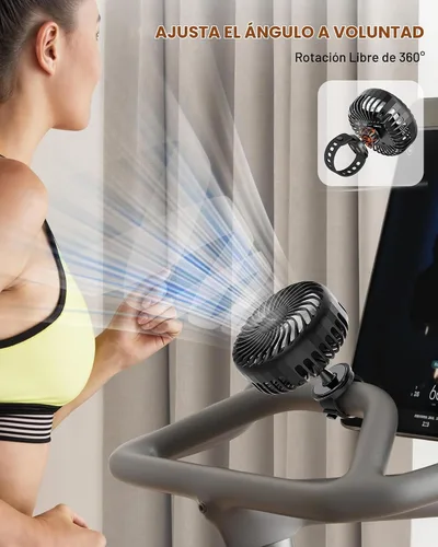 Vista 3 de A2C Ventilador recargable de 4.7" para bicicleta Peloton y bicicleta
