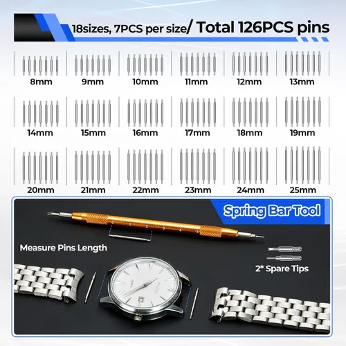 Vista 5 de Ohuhu - Kit de reparación de reloj, 192 piezas mejoradas de alta resistencia para extracción de eslabones de reloj, kit de herramientas de repuesto