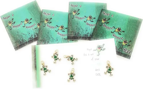 Vista 2 de Smiling Wisdom - 5 juegos de regalo a granel - Tarjetas de felicitación, bolsas y regalos de abalorios de rana - 15 piezas - Mujeres adolescentes
