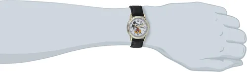 Vista 2 de Disney Mickey Mouse Cardiff - Reloj analógico con correa de cuero para adultos Negro Movimiento de cuarzo